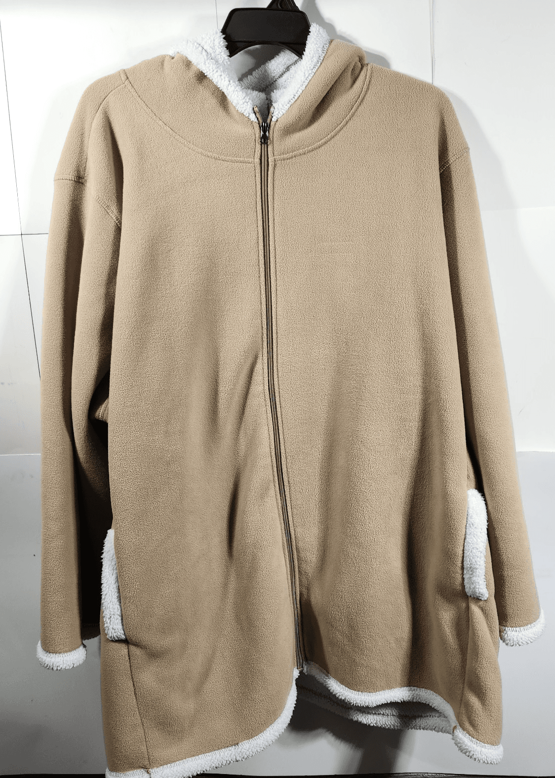 Anthony Richards Women's Plus Size 5X Fleece Jacket Tan / Beige Hooded Coat Top