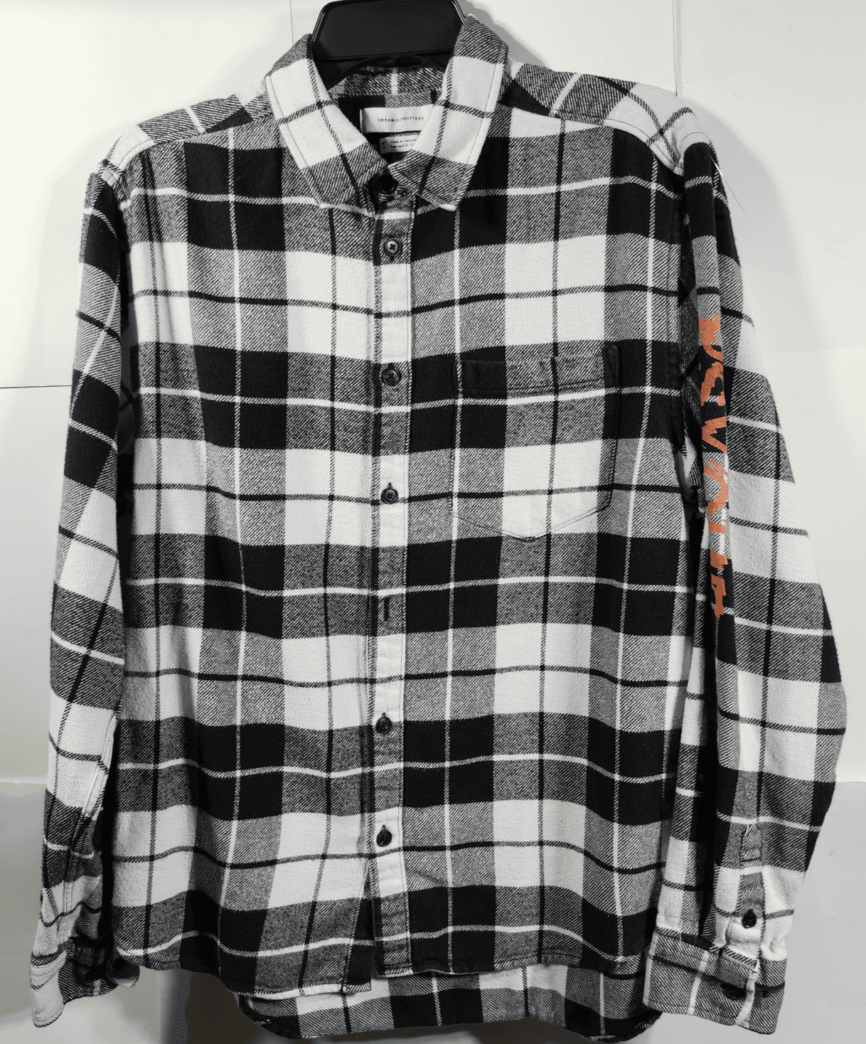 Urban Outfitters Men's M Shirt Psyche Out Sleeve Graphic Flannel Button Up