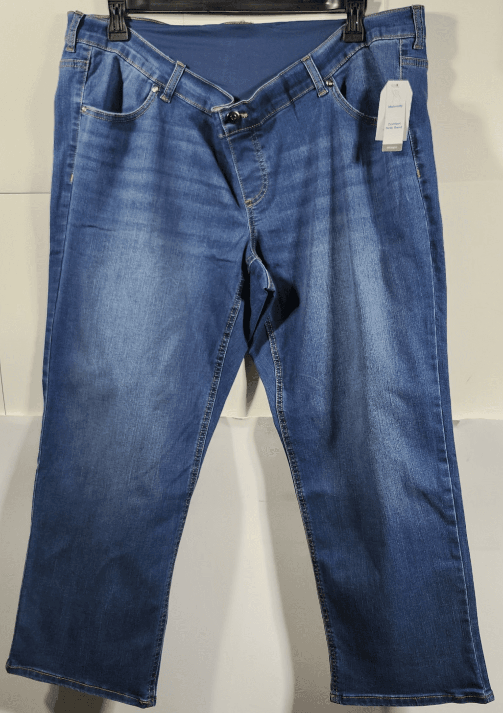Time & Tru Women's XXL Maternity Jeans Straight Leg Blue Denim Stretch Pants NEW