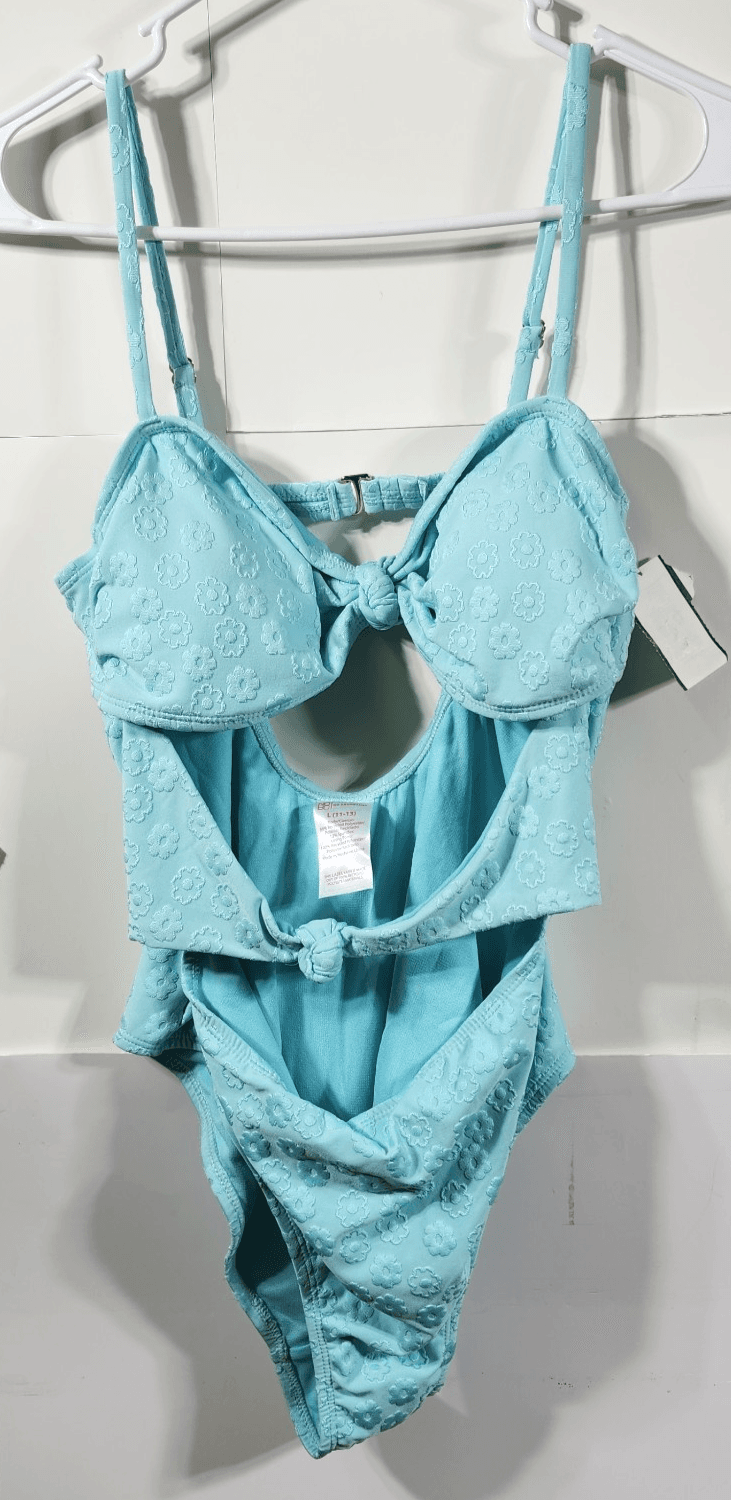No Boundaries Women's Size L One Piece Swimsuit Blue Strappy Swimwear Beach Pool