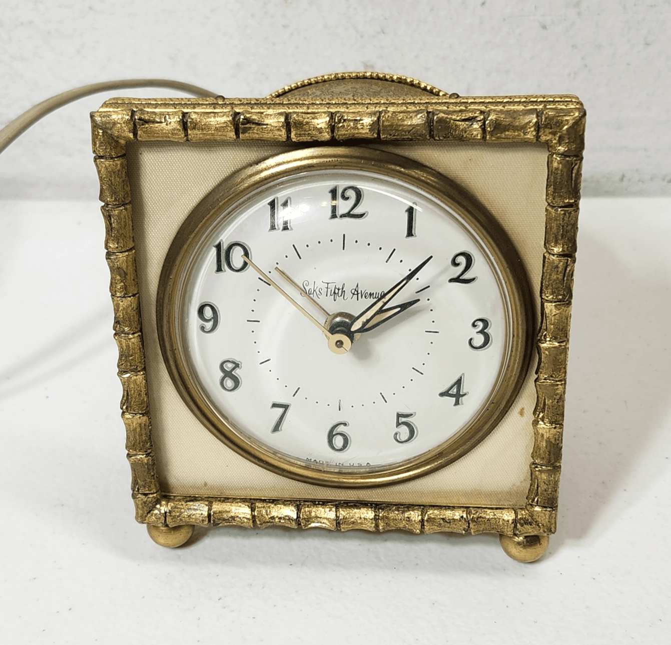 Desk Alarm Clock MCM Saks Fifth Ave Retro Office Home Decor Made in USA Vintage