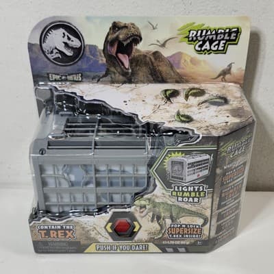 Jurassic World Epic Battles T-Rex Rumble Cage Lights and Sounds Toy NEW