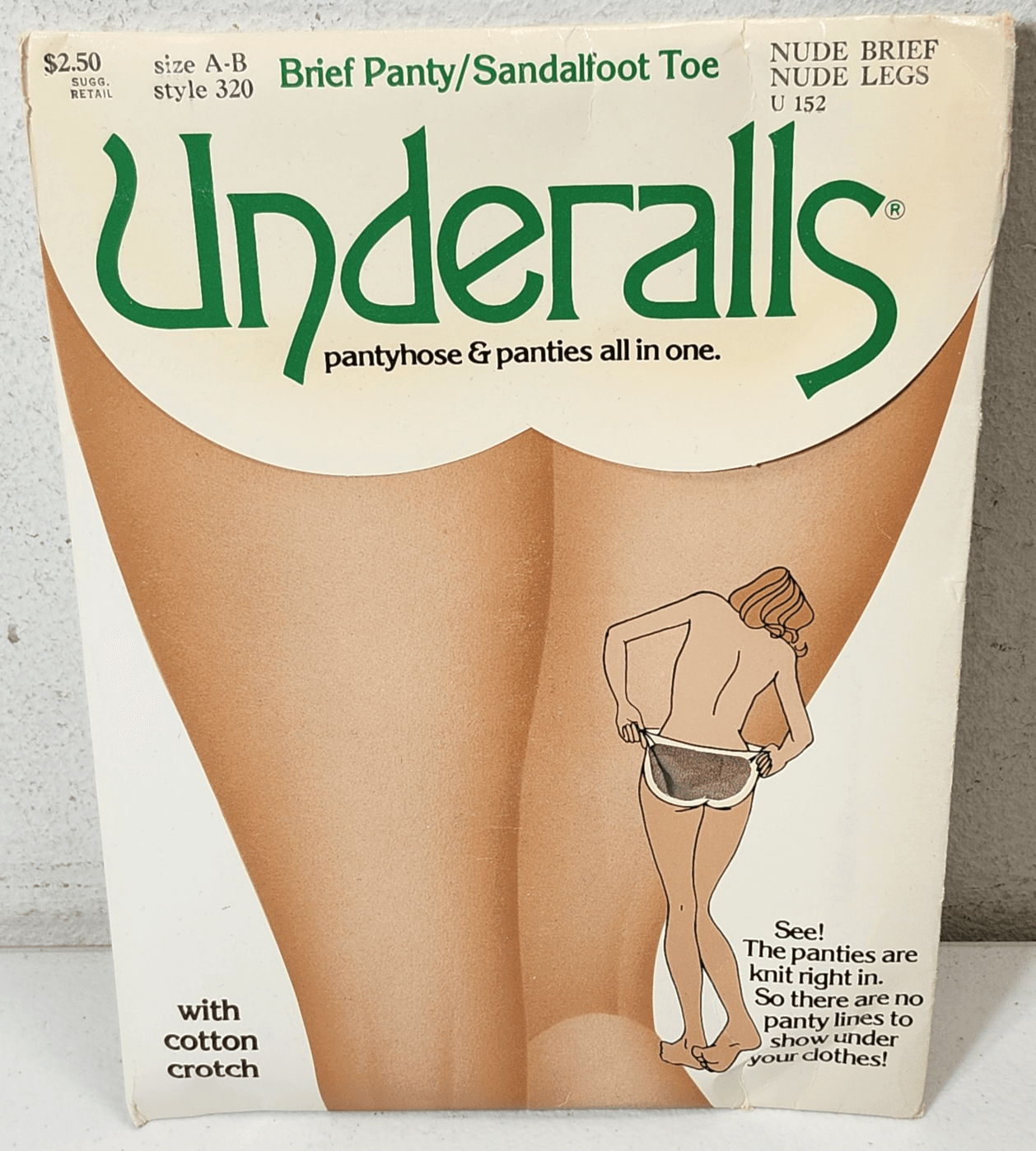 Underalls Panty Size A-B Style 320 Nude Brief Nude Legs Vintage