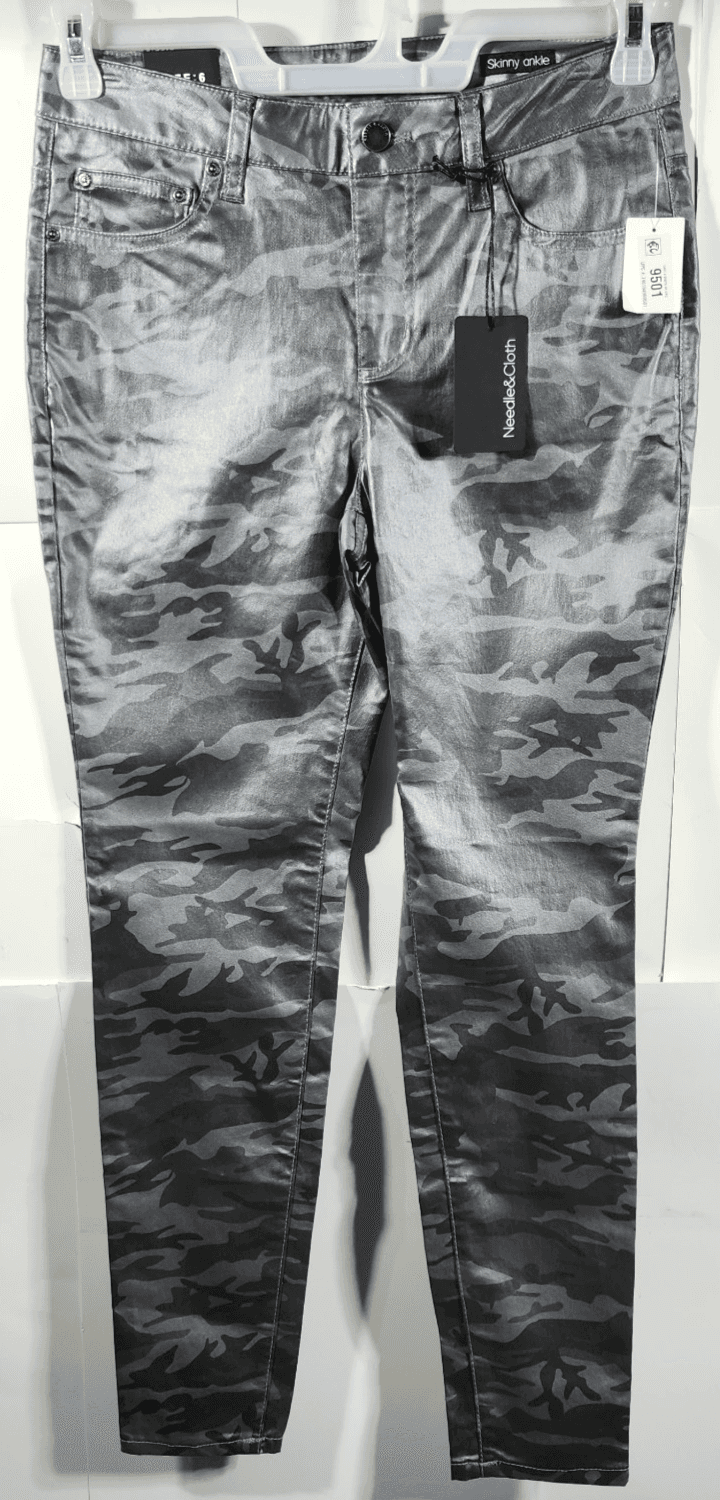 Needle And Cloth Skinny Ankle Pants Women's Size 6 Gray Camo NEW