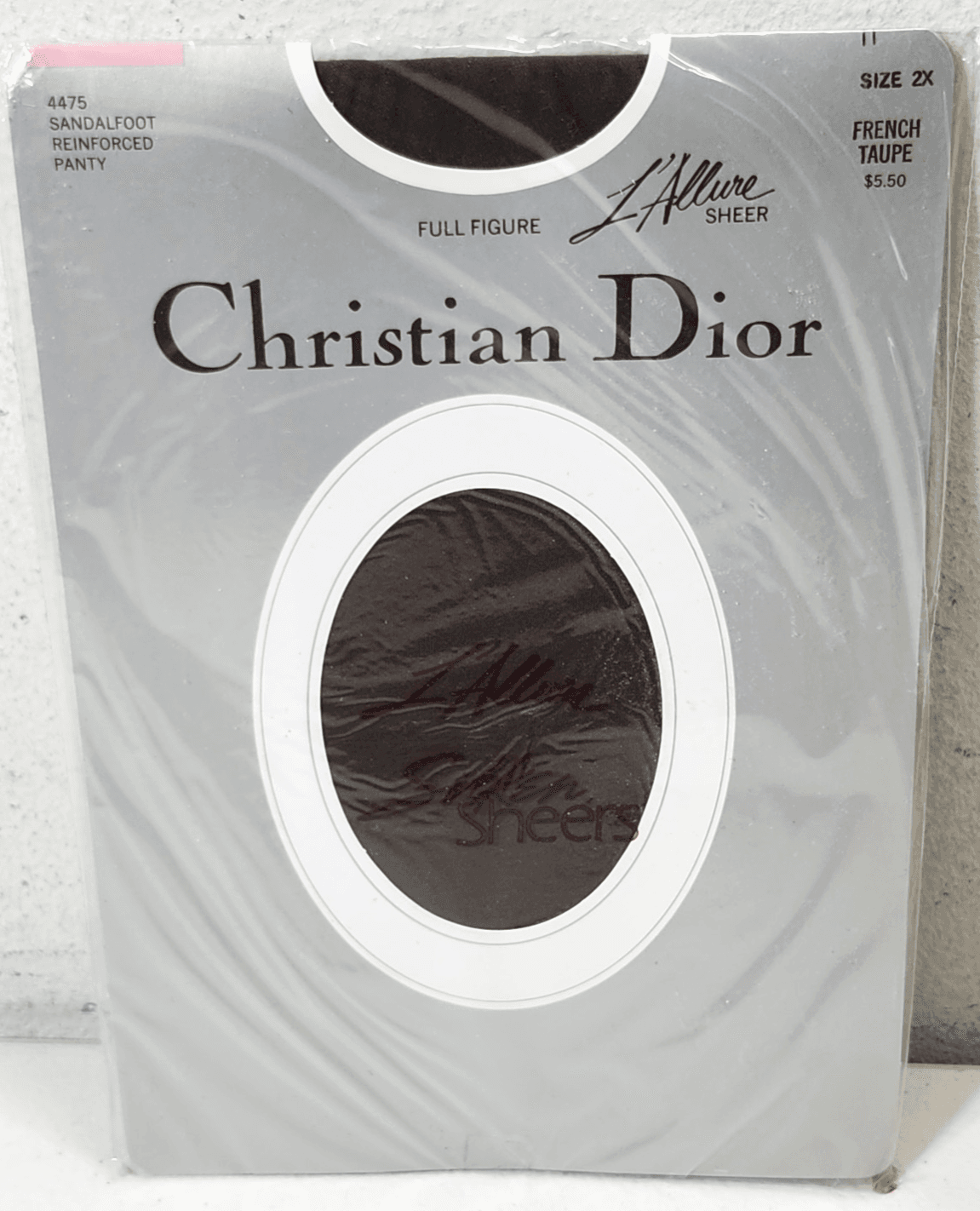 Christian Dior 4475 Sandalfoot Reinforced Panty Hose Size 2X French Taupe