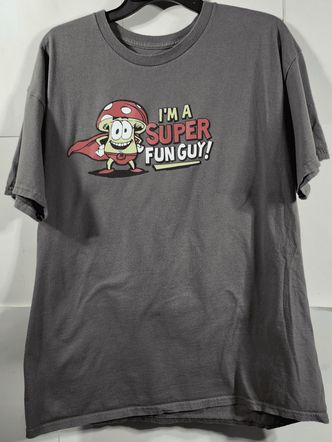 Super Fun Guy Men's XL Graphic TShirt Gray Cotton Logo Tee
