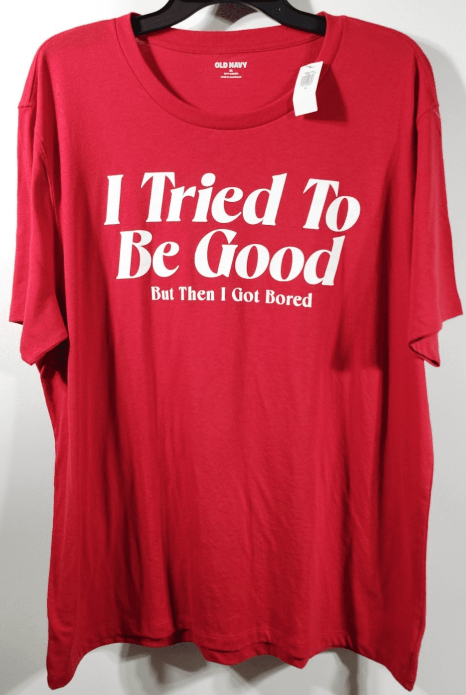 Old Navy T-Shirt Men's XL Red Short Sleeve I Tried To Be Good Graphic NEW