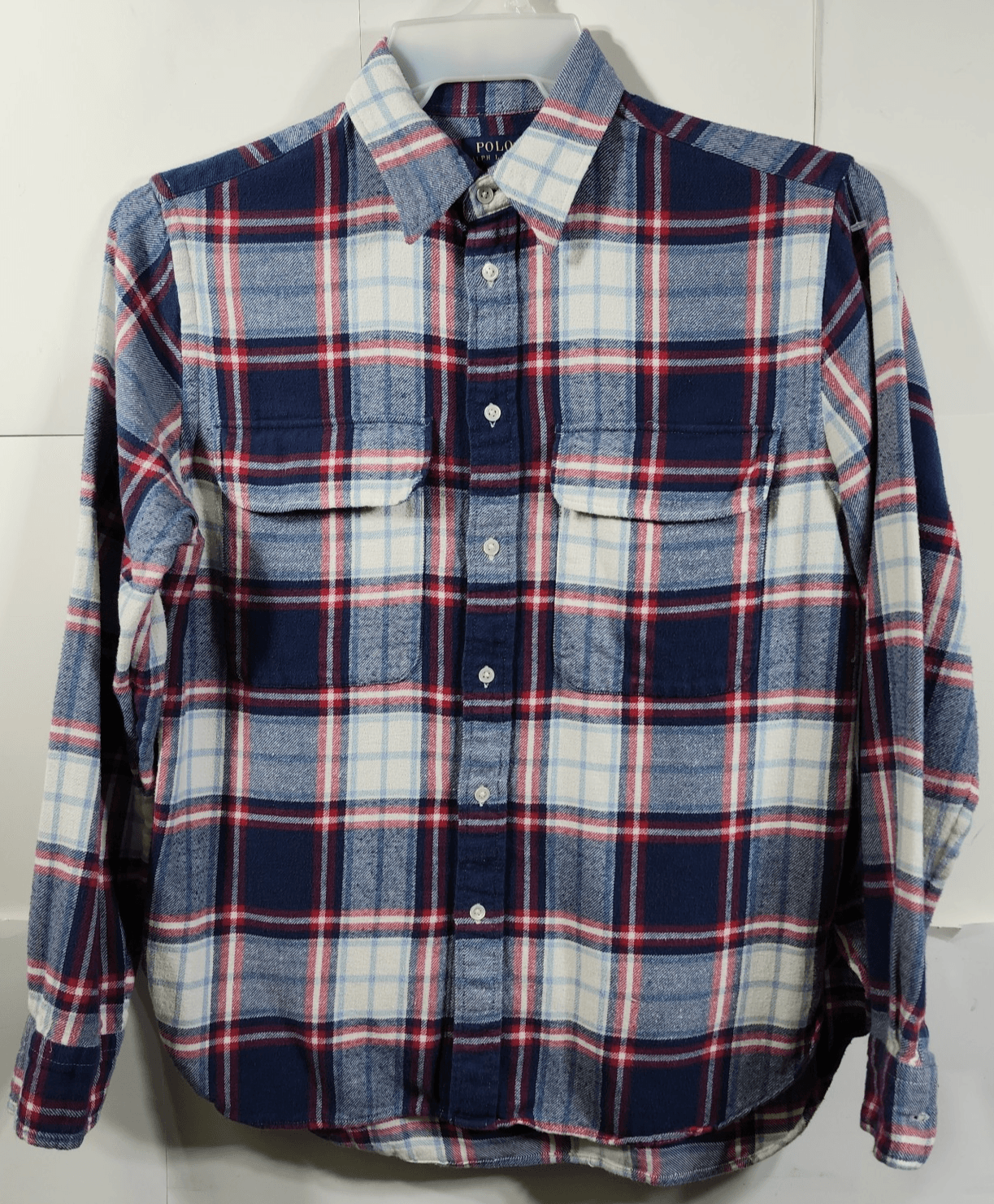 Polo Ralph Lauren Men's M Shirt Button Up Multicolor Flannel Plaid Long Sleeve