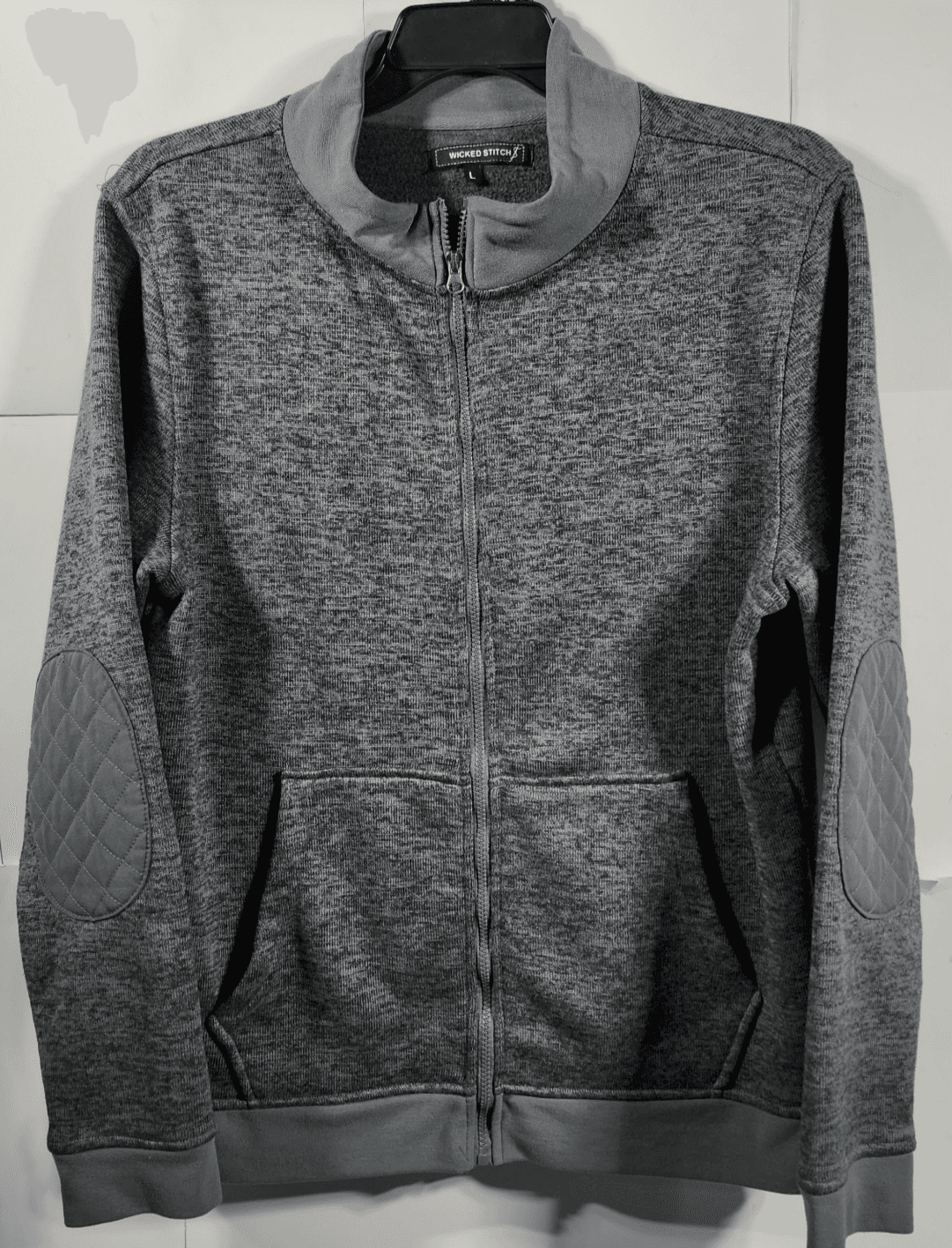 Wicked Stitch Men's L Full Zip Sweatshirt Gray Long Sleeve With Pockets