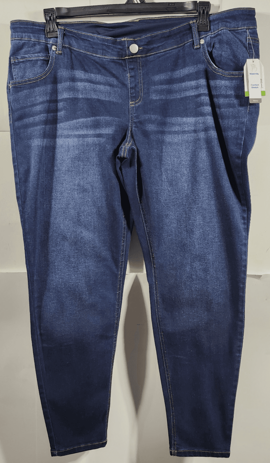 Time & Tru Women's XXL Maternity Jeans Skinny Blue Denim Stretch Pants NEW