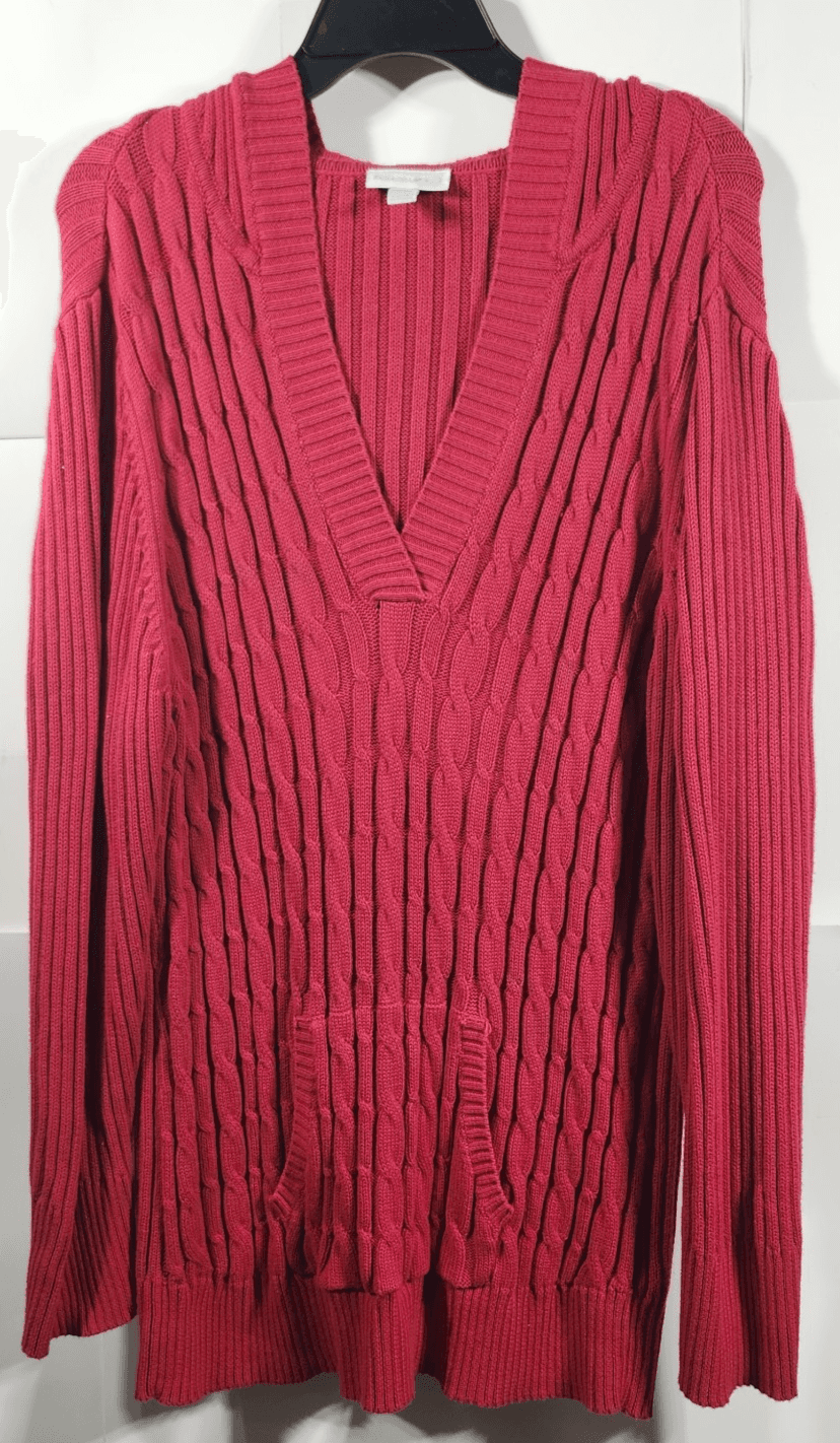 Fashion Bug Women's 2X Hooded Sweater Red Long Sleeve W/Front Pocket