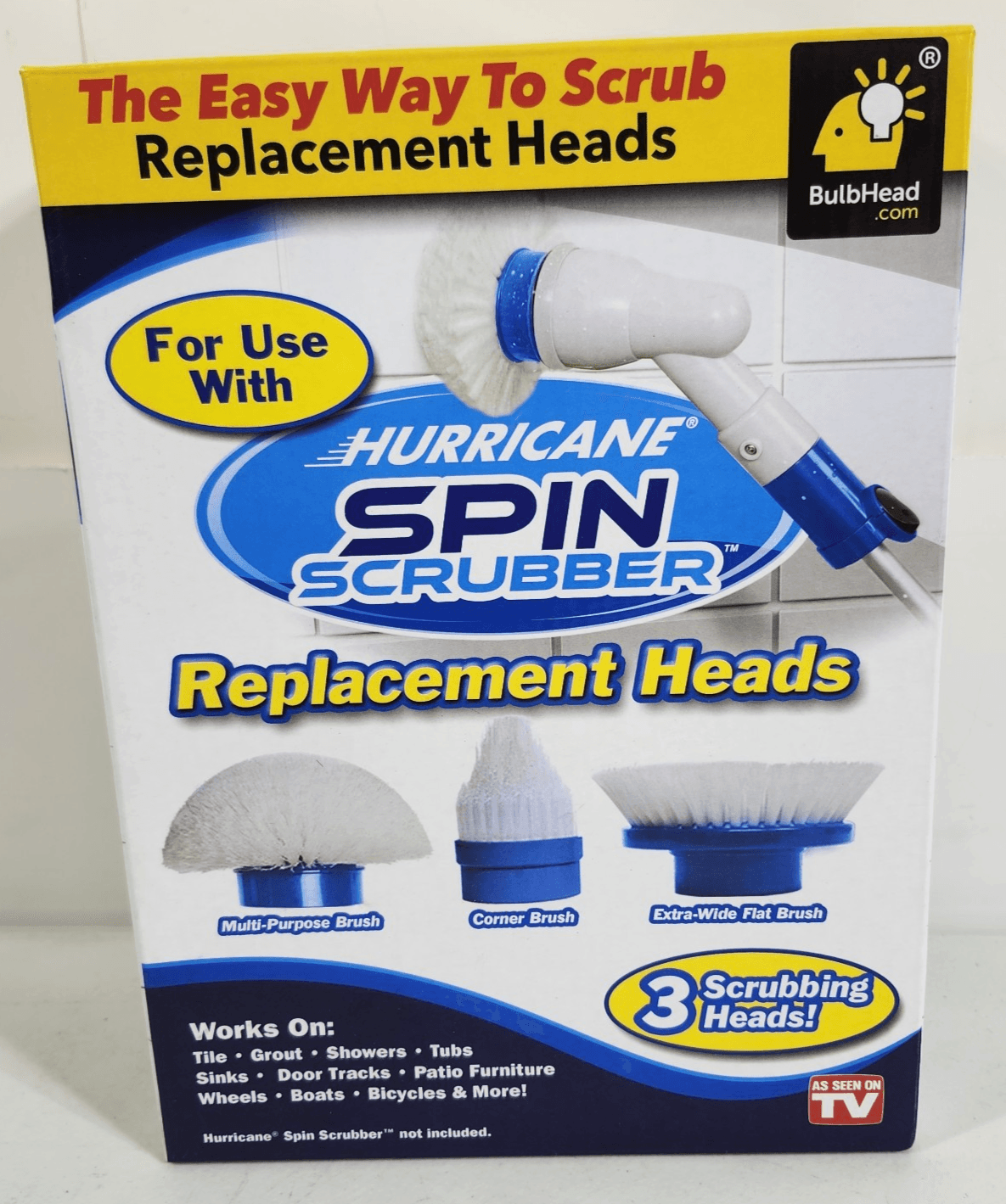 Hurricane Spin Scrubber Replacement HEADS 3 Scrubbing Brushes Heads Only