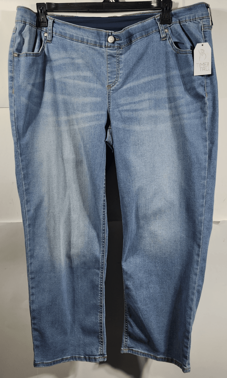 Time & Tru Women's XL Maternity Jeans Straight Leg Blue Denim Stretch Pants NEW