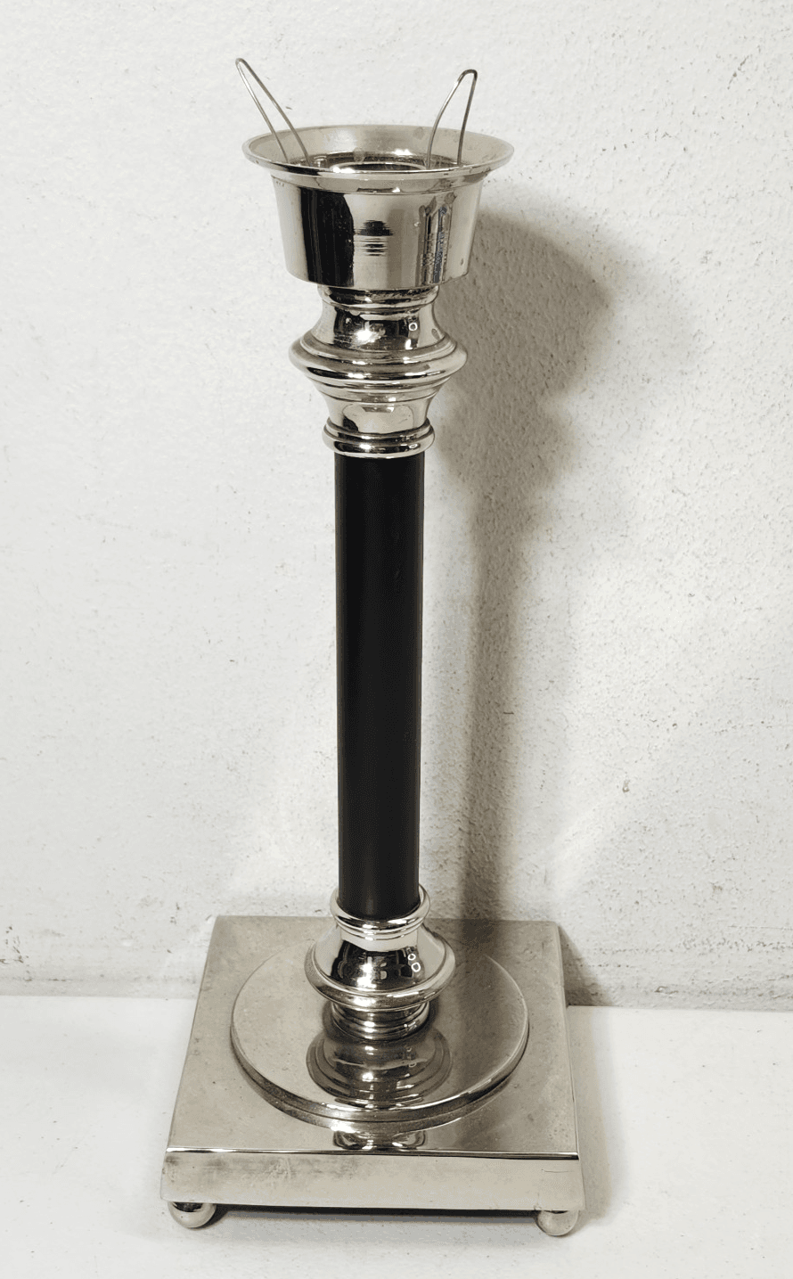 Woodwick Candle Holder Candle Stand Silver Black 12" Home Decor Accent