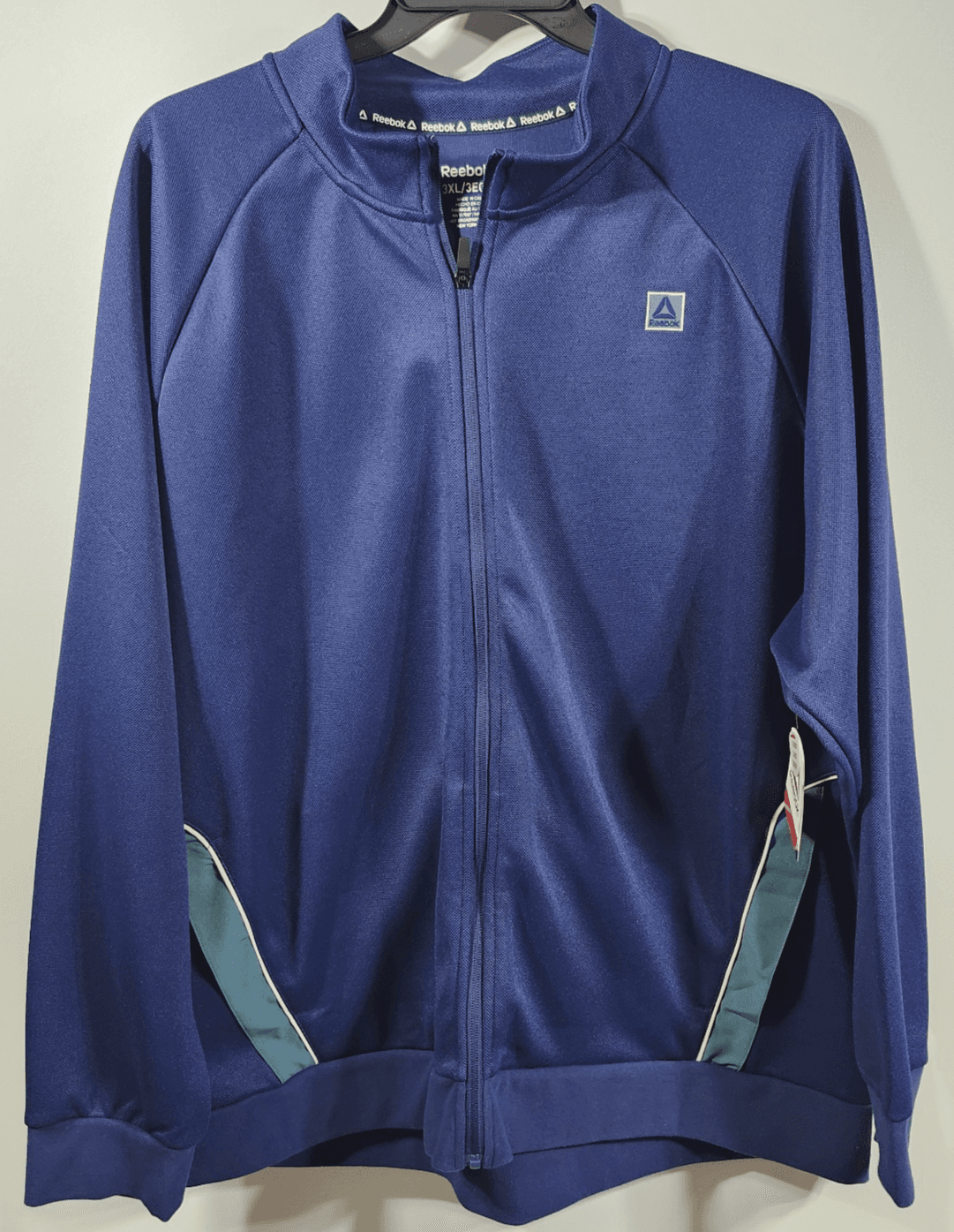 Reebok Men's 3XL Full Zip Jacket Blue Long Sleeve With Pockets NEW