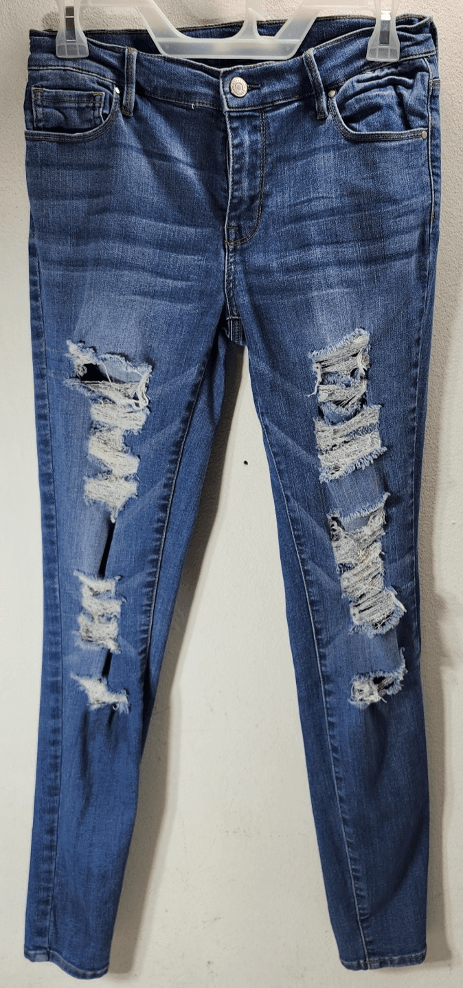 Pacsun Jeggings Women's Size 26 Perfect Fit Mid Rise Blue Denim Distressed Jeans