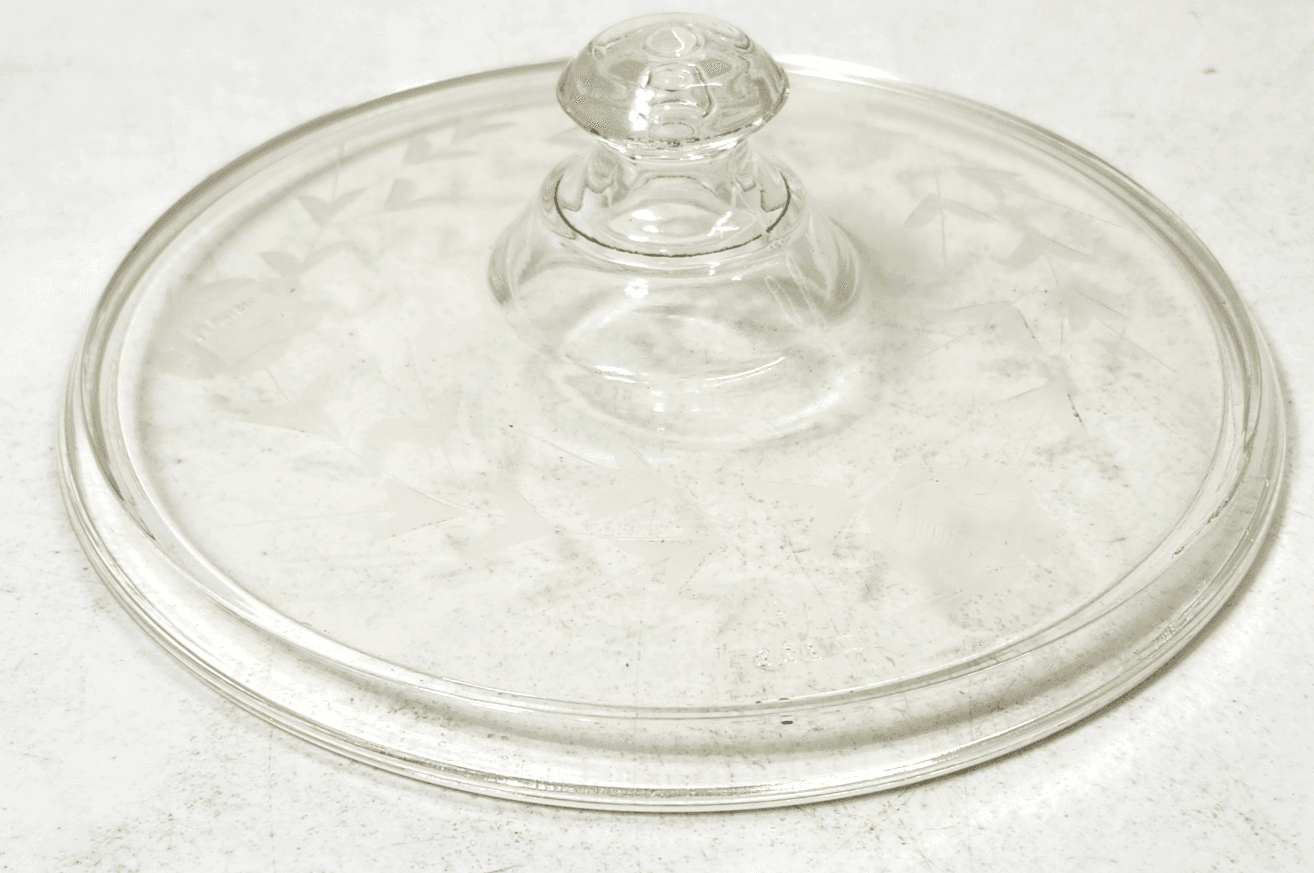 Vintage Pyrex Clear Glass Lid #268 Floral Etched 7.75"
