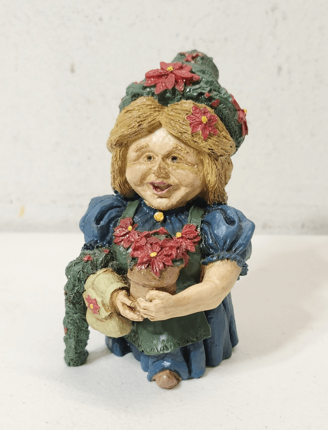 Mark Klaus Poinsettia Girl Figure Home Decor Resin