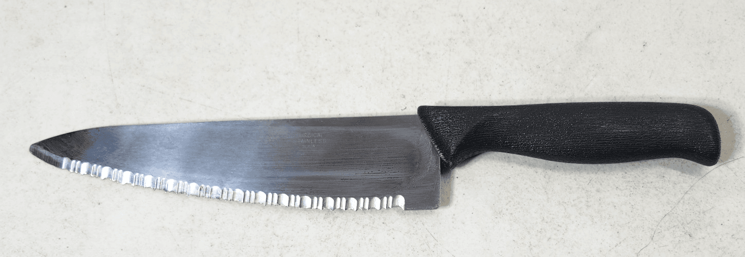 Vintage Serrated Kitchen Knife Surgical Stainless Steel Blade USA 13"