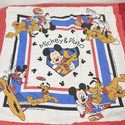 Vintage Disney Mickey Mouse & Pluto Blanket 41" X 60" Made In USA