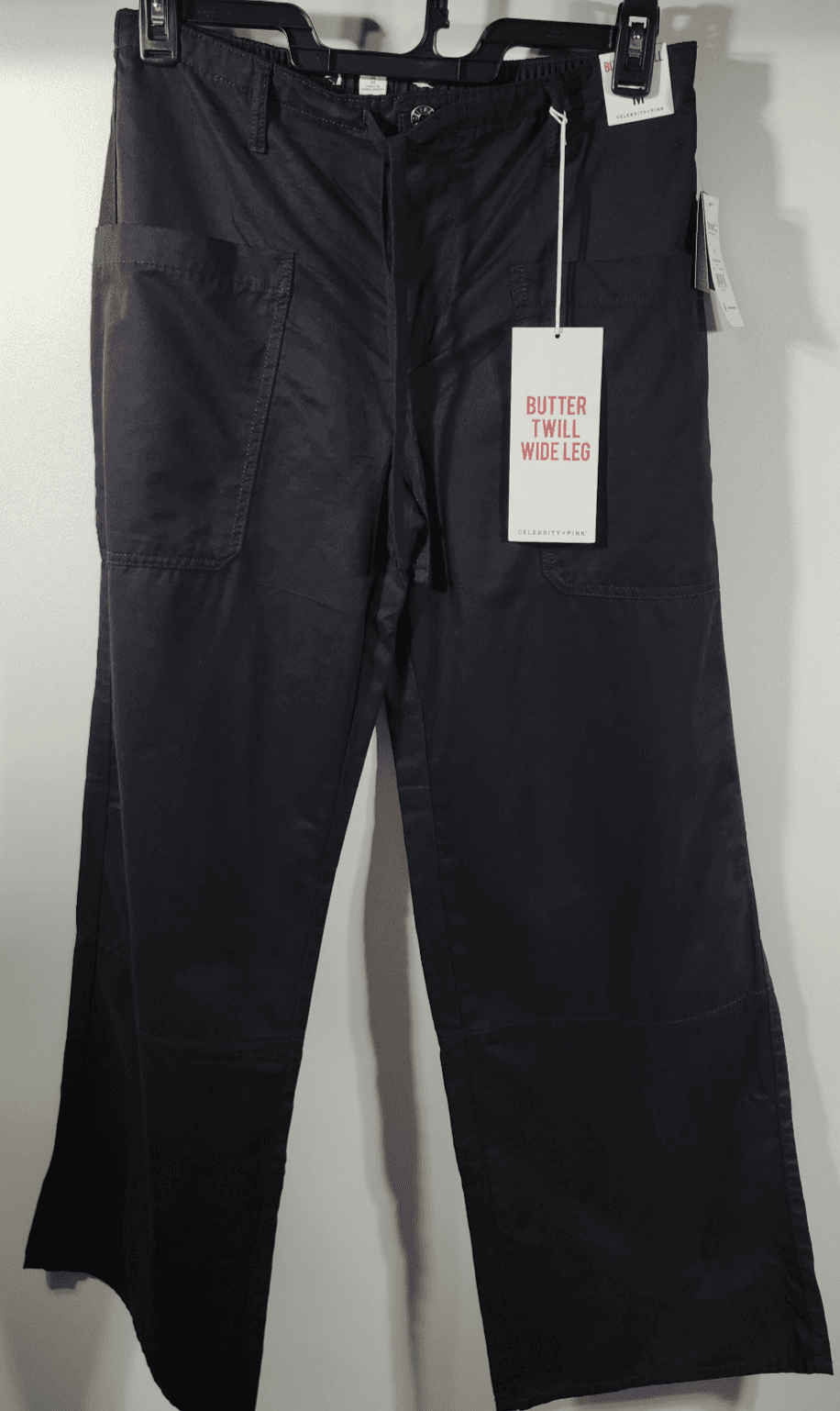Celebrity Pink Butter Twill Wide Leg Pants Black Size Medium NEW