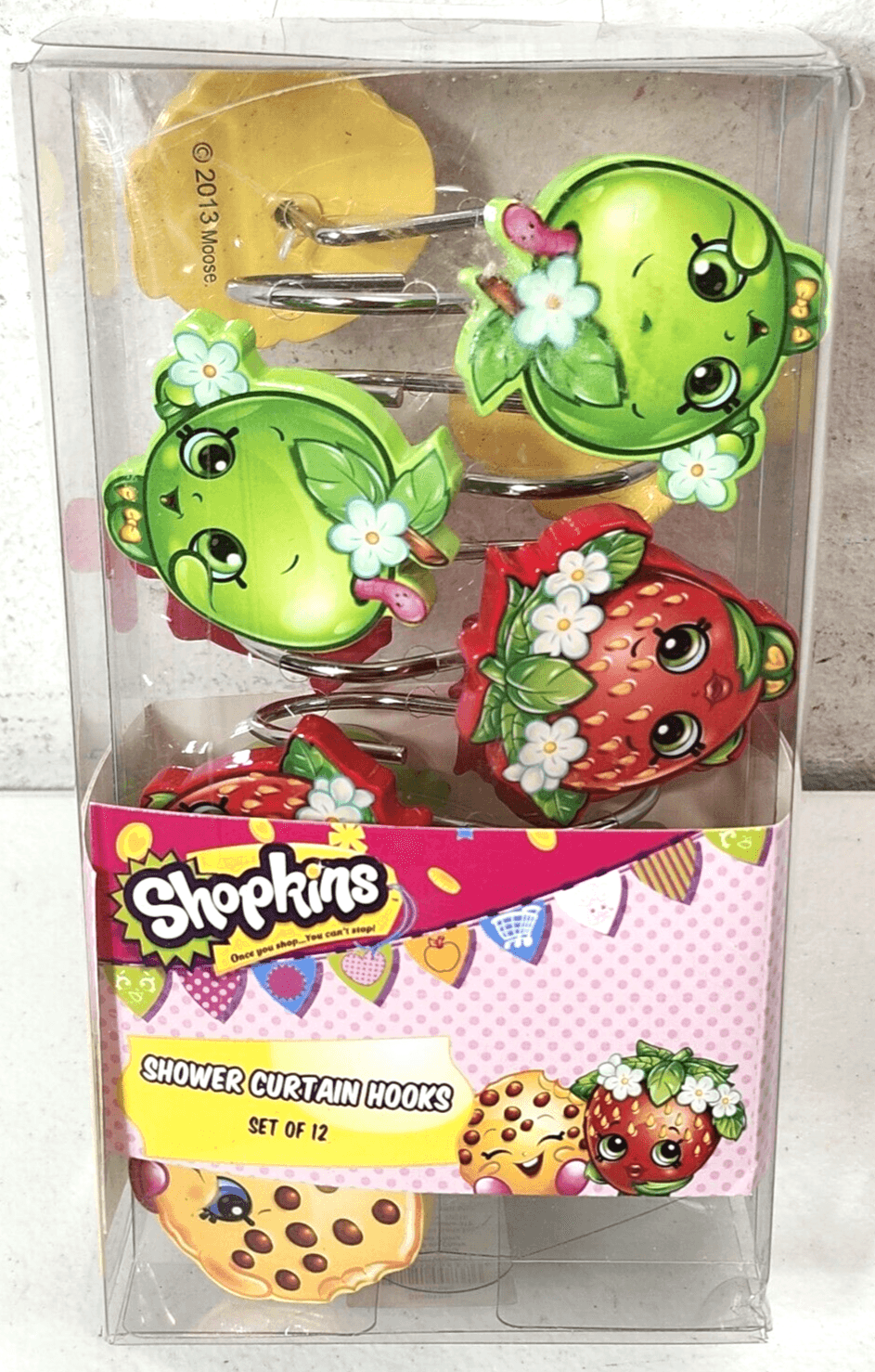 Shopkins Shower Curtain Hooks Kids Bathroom Decor Set Of 12 NEW