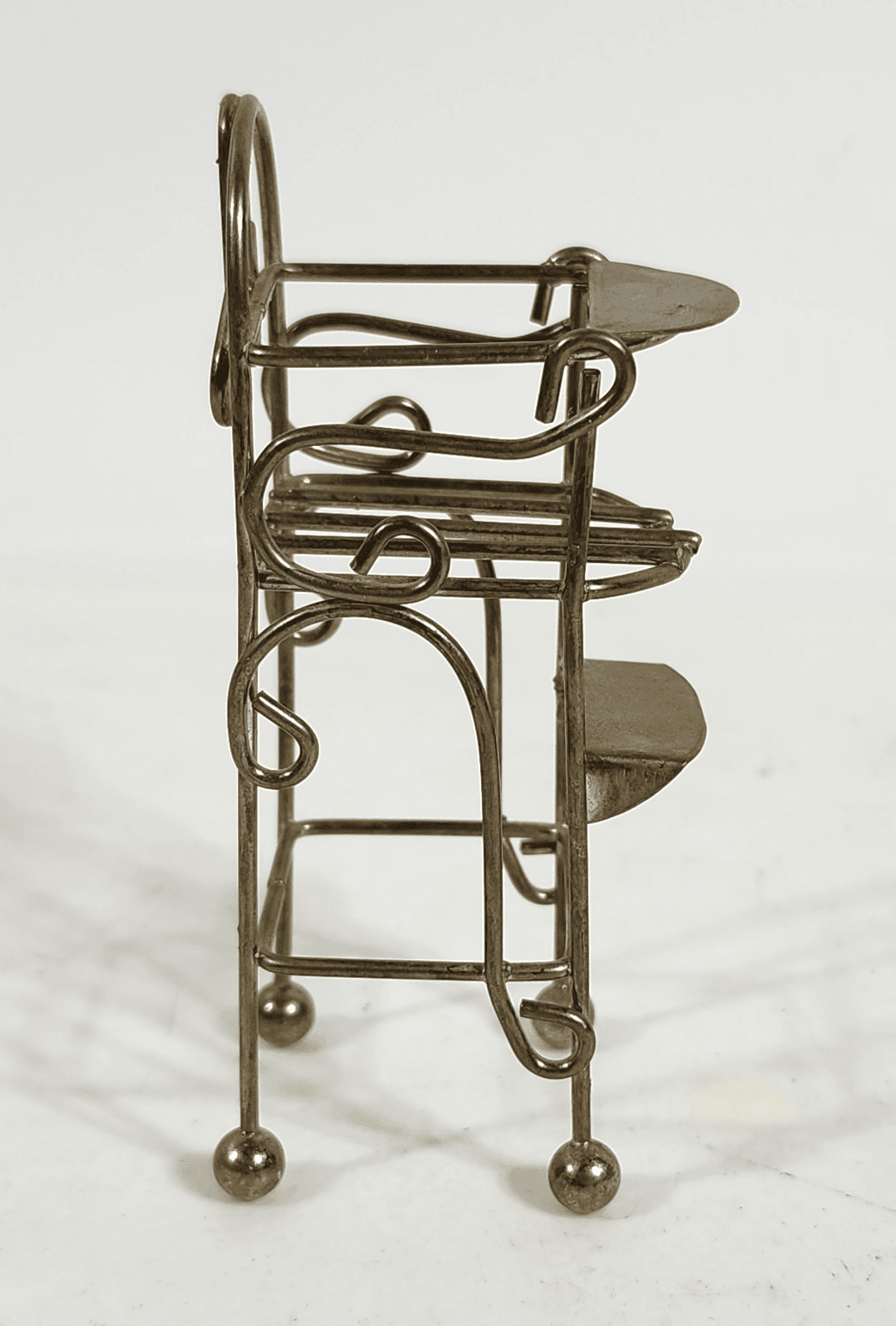 Vintage Miniature Brass Baby High Chair 1:12 Dollhouse Furniture