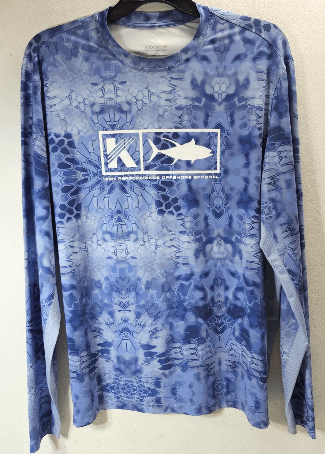 KOOFIN GEAR Performance Fishing Offshore Shirt Size XL Long Sleeve Blue