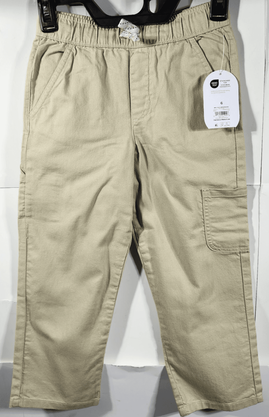 Carpenter Pants Boys 6 Beige Straight Stretch Waist With Pockets Wonder Nation