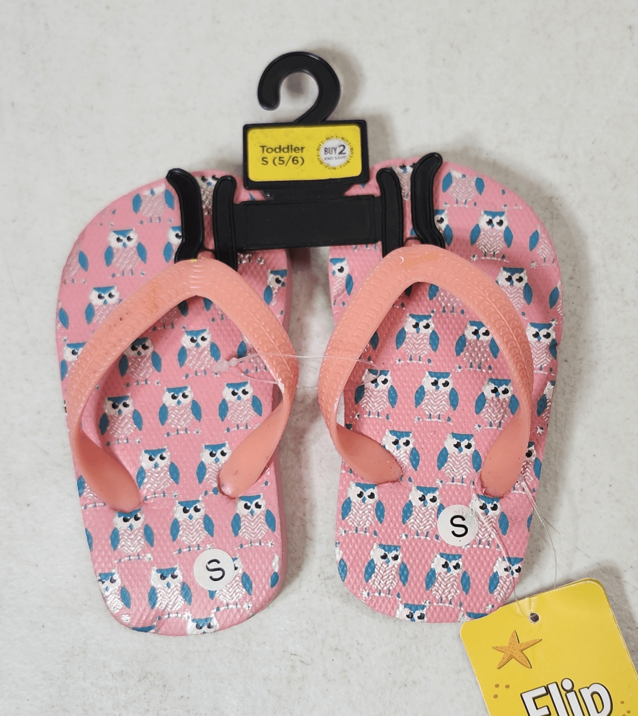 Pink Owl Toddler Girl's Flip Flops Sandals Size 5-6 NEW