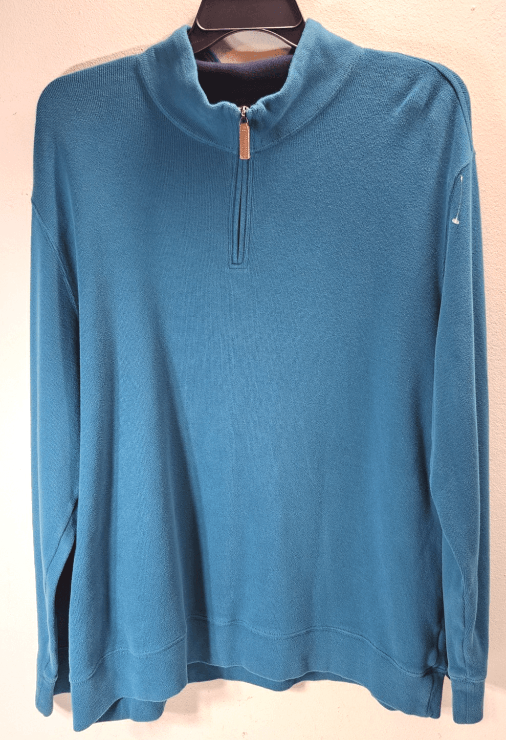 Lands End Pullover Mens XXL 1/4 Zip Long Sleeve Sweatshirt Green