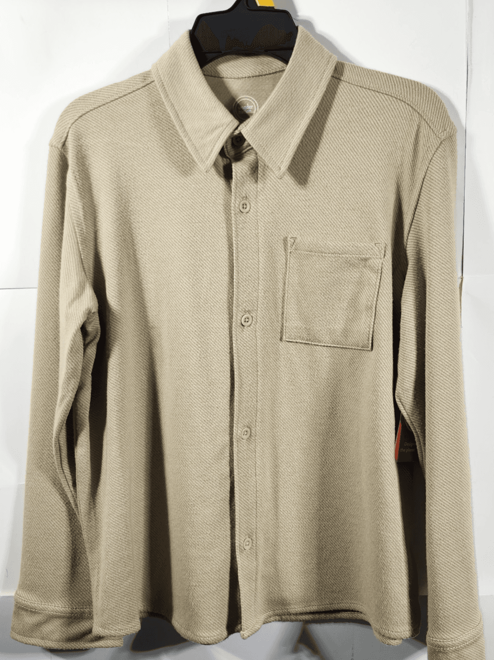 Wonder Nation Boy's Shirt Size 10 Long Sleeve Beige Button Up NEW