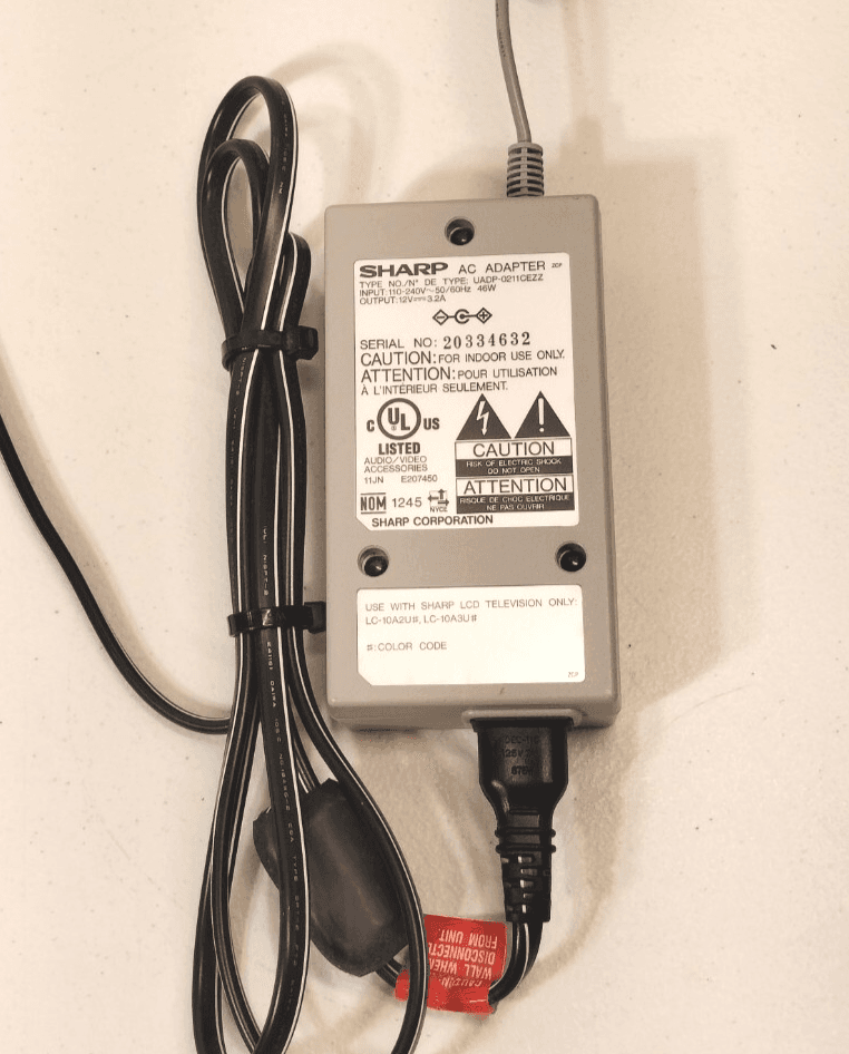 Sharp 12V AC Adapter Charger Power Cord Supply LCD UADP-0211CEZZ