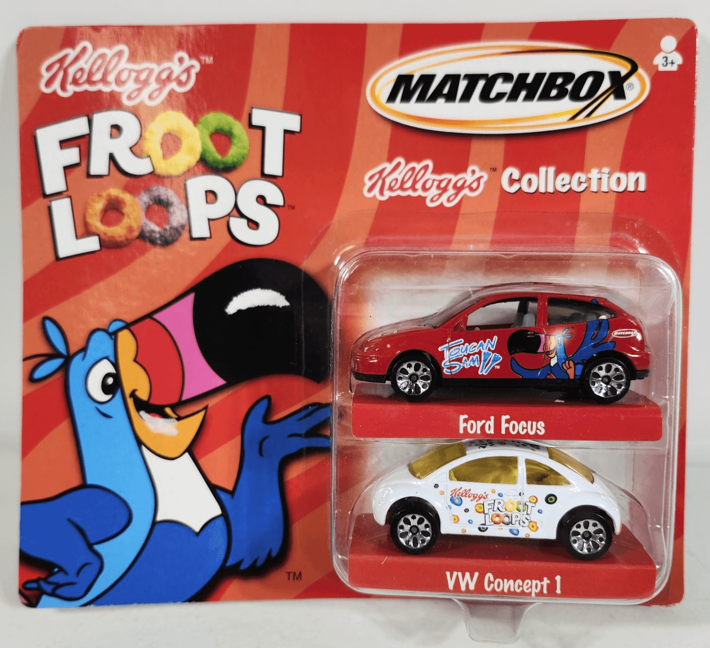 Matchbox 2 Car Pack Froot Loops Ford Focus & VW Concept 1 Toy Vehicles NEW