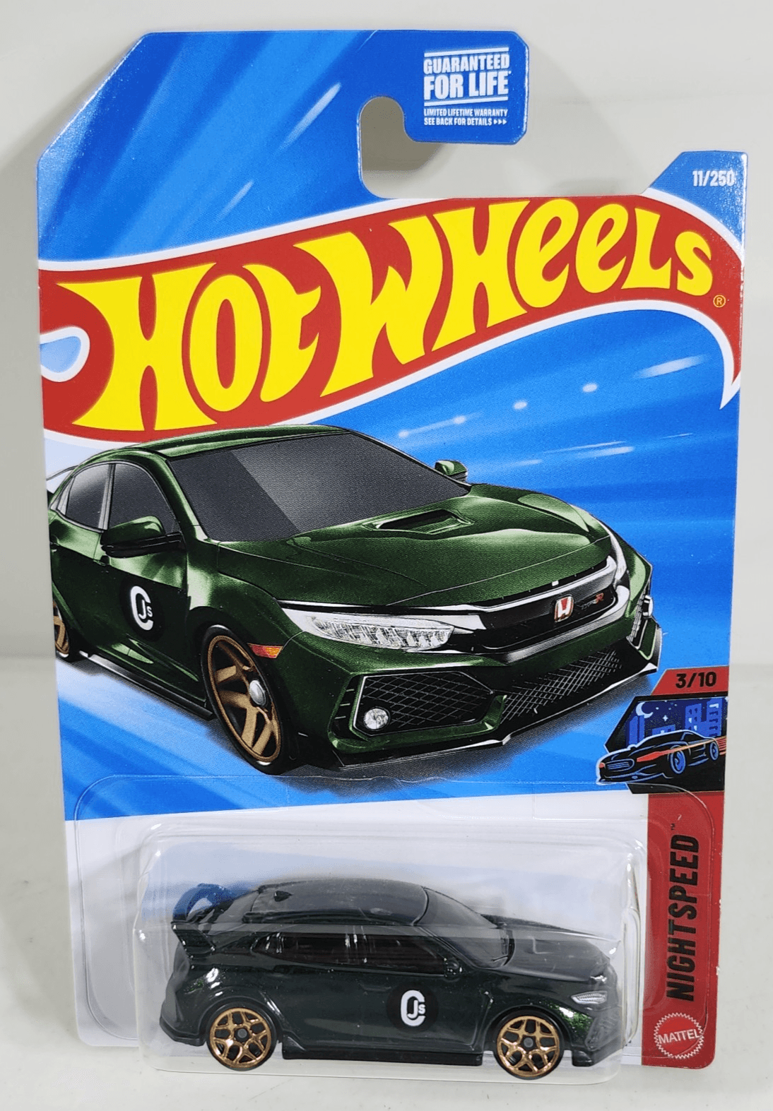 2026 Hot Wheels 2018 Honda Civic Type R Nightspeed Green Car 1/64 Toy Vehicle