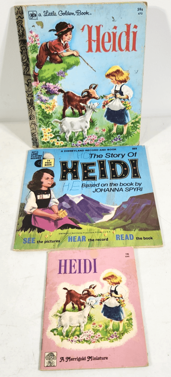 The Story of Heidi 24 Page Read Along With Record 33 1/3 RPM & Books Vintage