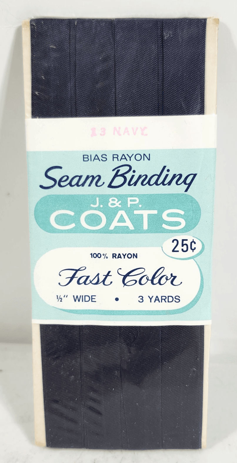 Vintage J. & P. JP Coats Bias Tape & Seam Binding Navy Blue Sewing Quilting