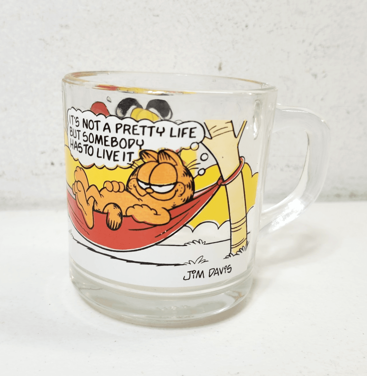Garfield Odie Clear Glass Coffee Mug Cup-Promo McDonald's by Jim Davis 1978 VTG