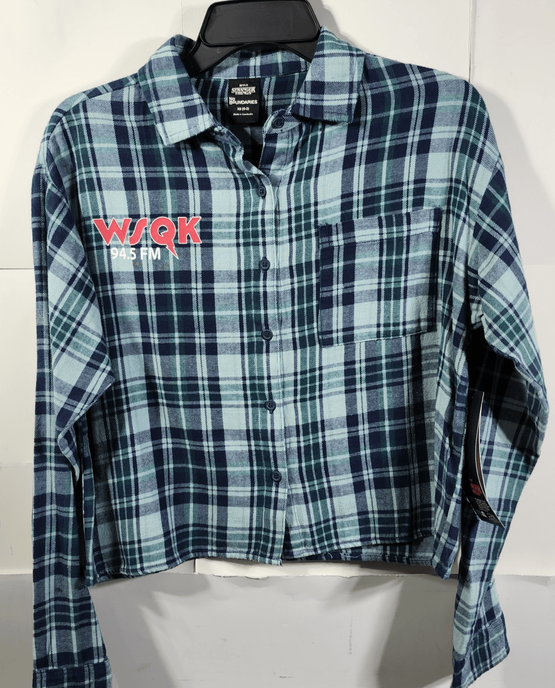 Stranger Things Women's XS Shirt WSQK Radio Flannel Button Up NEW