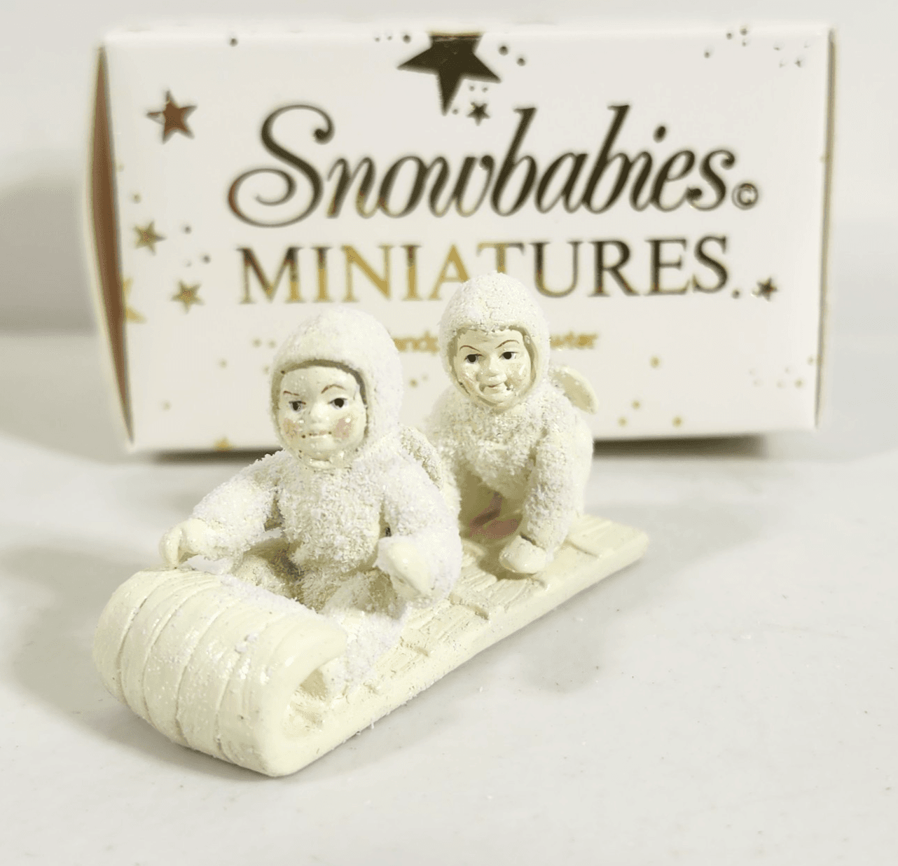 Snowbabies Miniatures Down The Hill We Go Pewter Figurine #7606-8