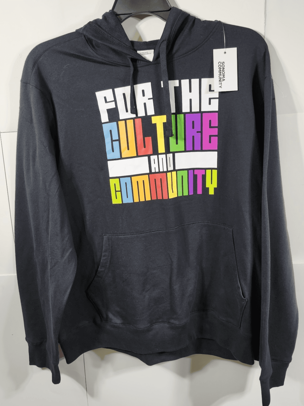 Sonoma Size XL Logo Graphic Pullover Hoodie Sweatshirt Black Long Sleeve NEW