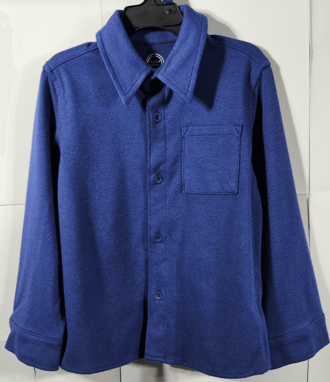 Wonder Nation Boy's Shirt Size 5 Long Sleeve Blue Button Up NEW
