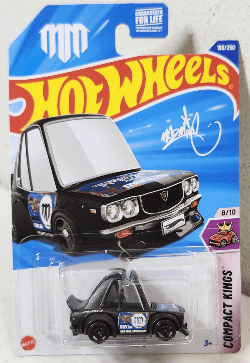 2025 Hot Wheels Compact Kings Mad Mike Mazda RX-3 Tooned Black Car 1/64 Toy NEW