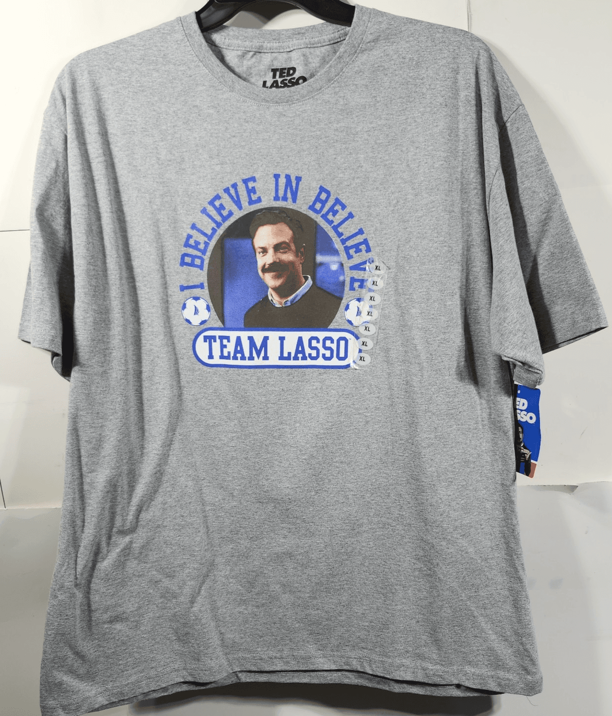 Ted Lasso I Believe in Believe Men's XL Short Sleeve T-Shirt Gray Graphic NEW