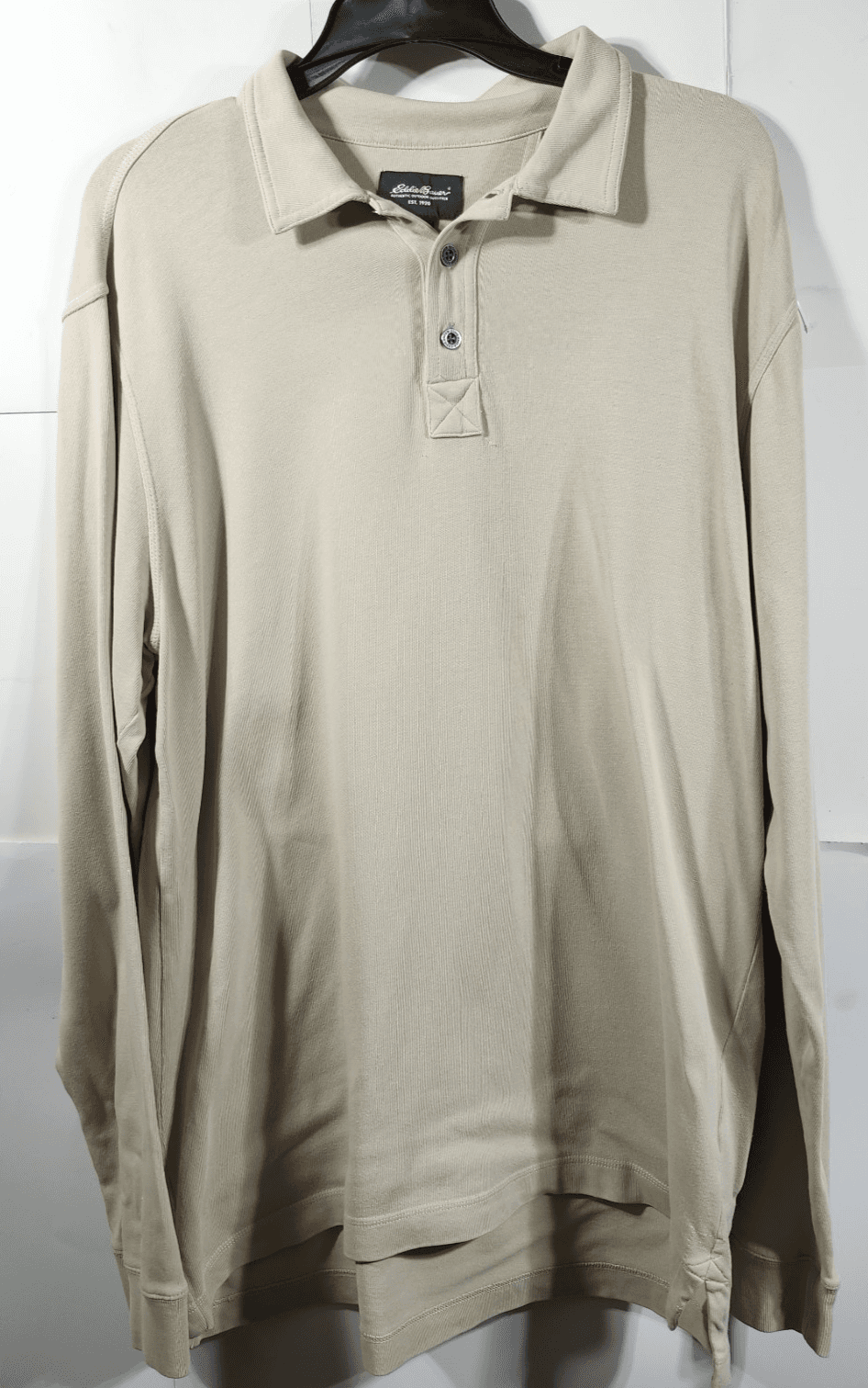Eddie Bauer Men's Xl Tall Long Sleeve Polo Shirt Casual Preppy Beige