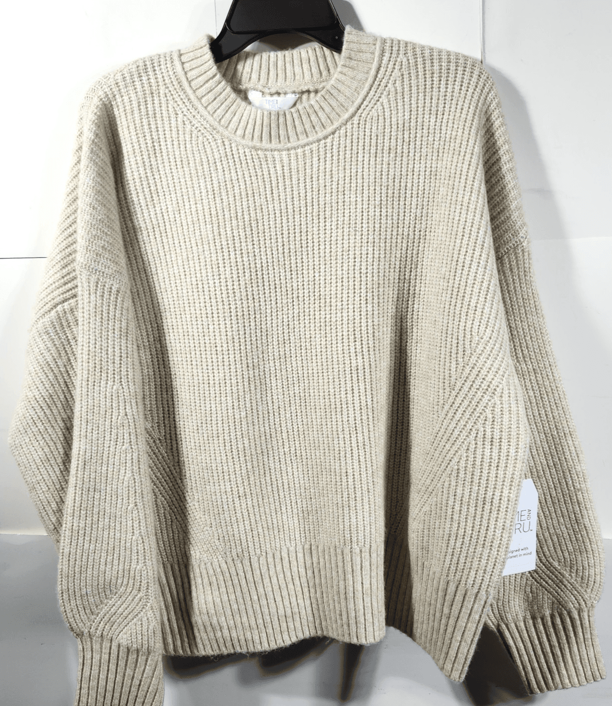Time and Tru Women's 3XL Mixed Stitch Sweater Beige Long Sleeve Pullover NEW