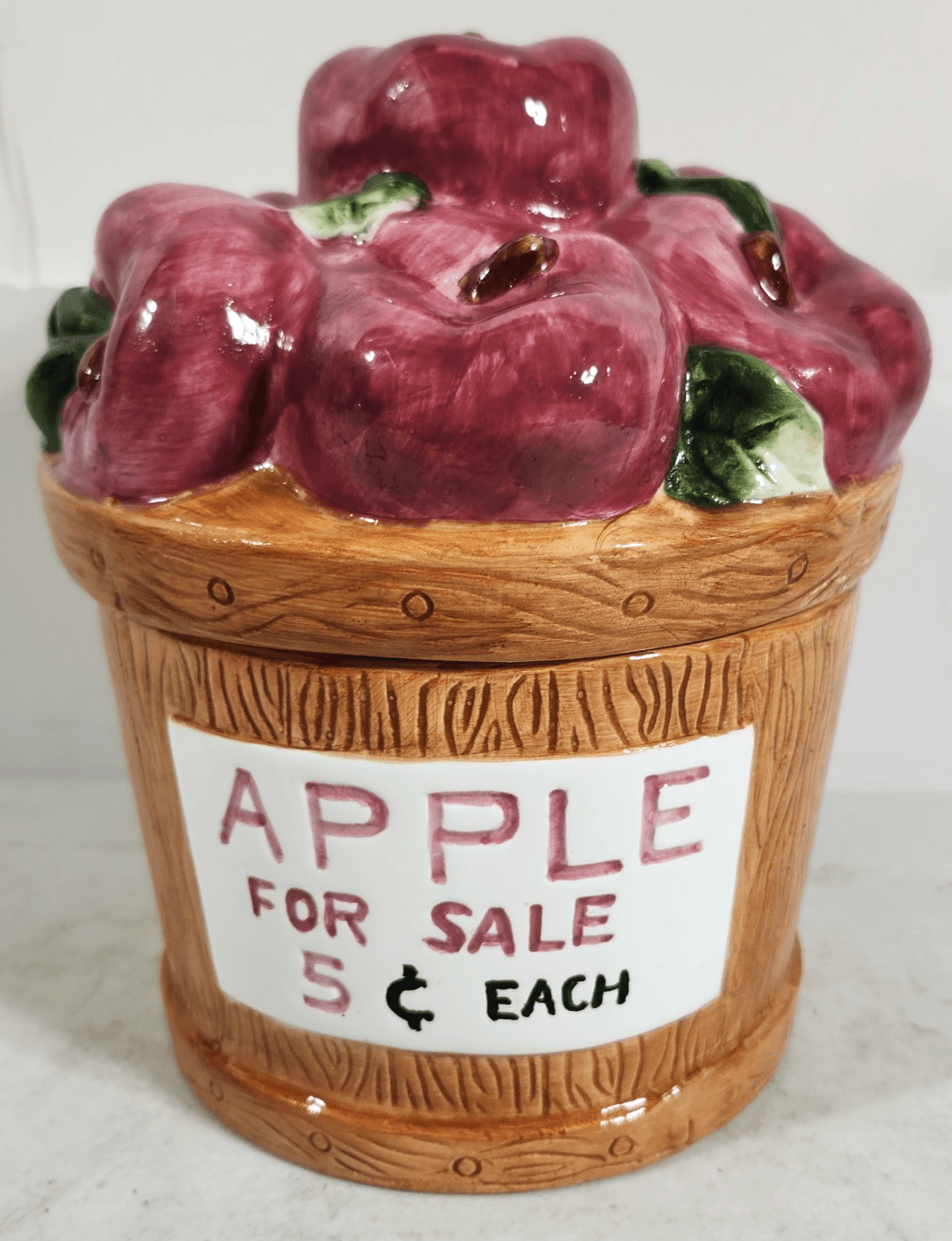 Vintage Young's Apple Basket Cookie Jar Farm Home Decor