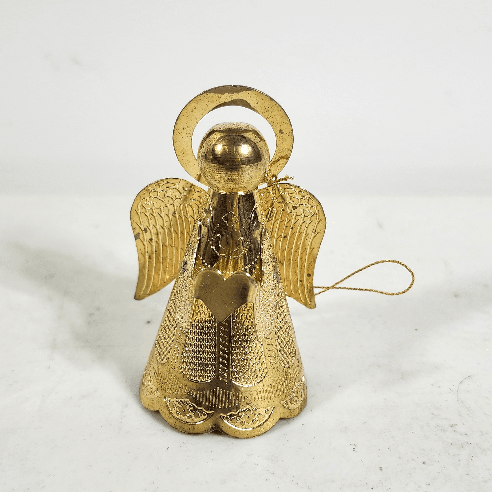 2.25" Brass Goldtone Angel w/ Cymbals Christmas Holiday Ornament Hong Kong