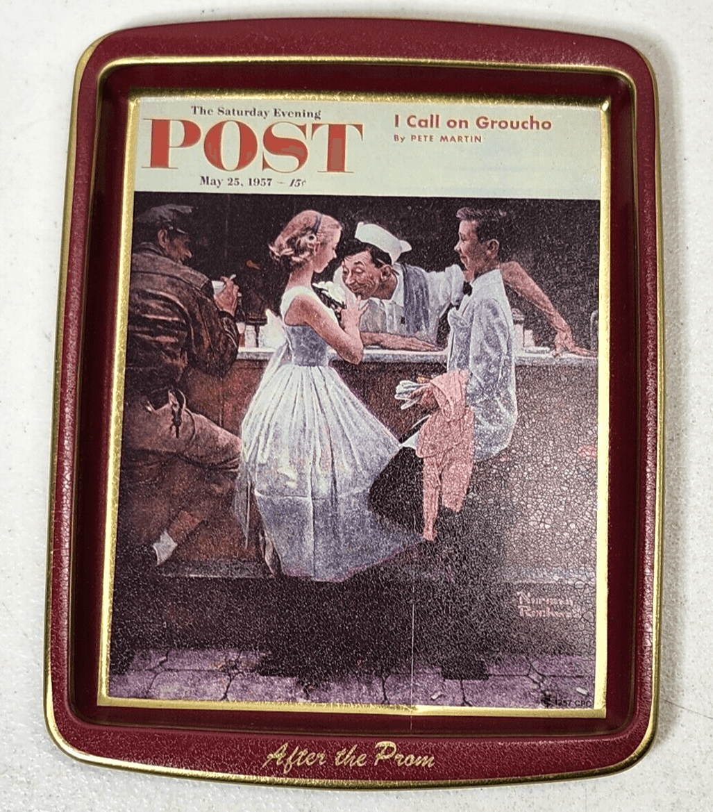 Norman Rockwell Evening Post Tin Tray Home Bar Decor Collectors Series