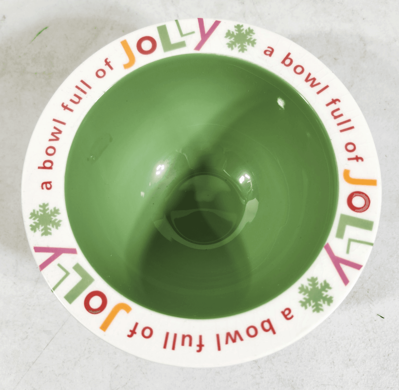 Hallmark A Bowl Full Of Jolly Stoneware Green Red Whimsical Small Serving Dish